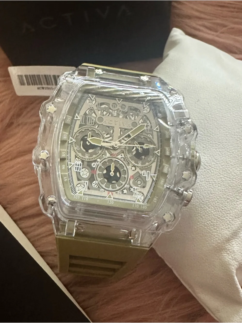 Activa X by Invicta Olive Green Clear-Bezel Chronograph Skeleton D (ACW2305-009)